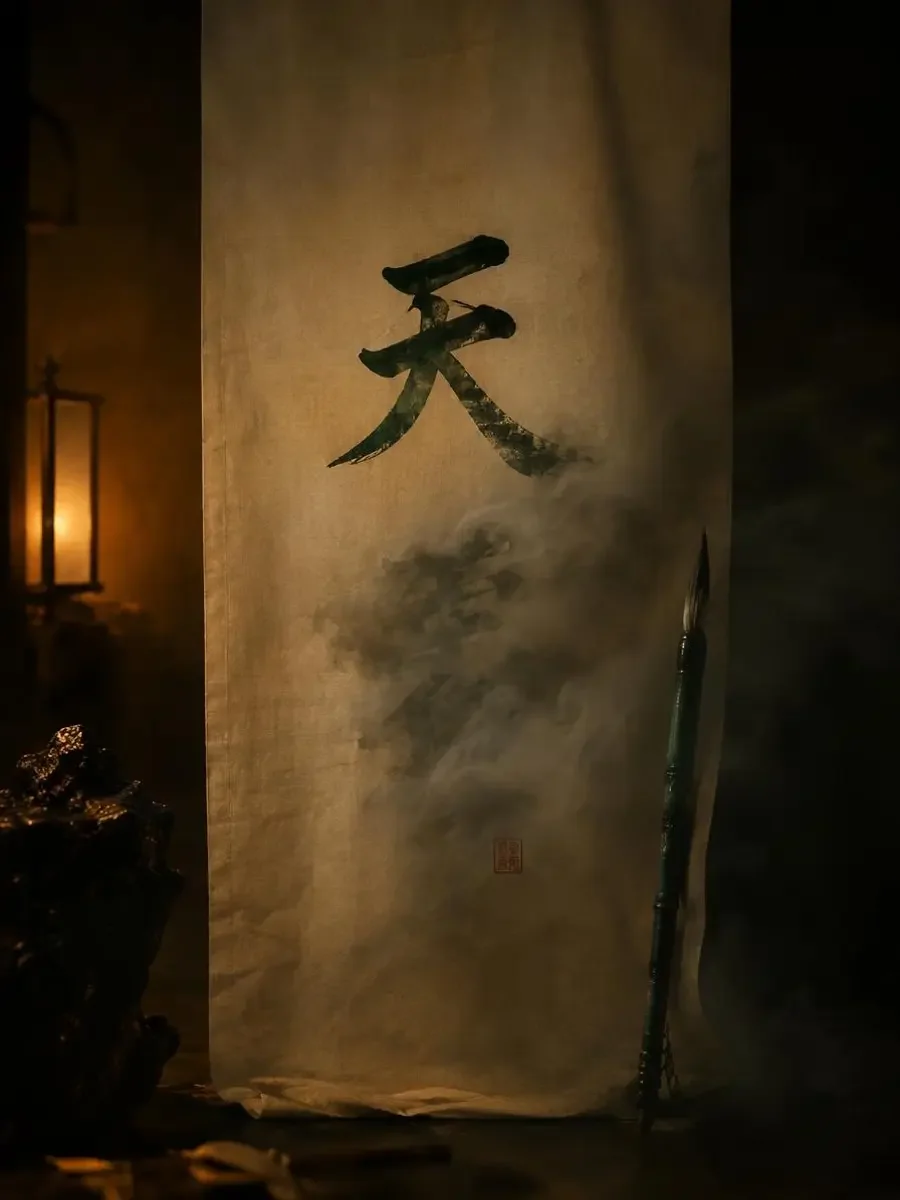 米白绢帛上的墨绿书名,第二个字被飘过的灰雾擦掉